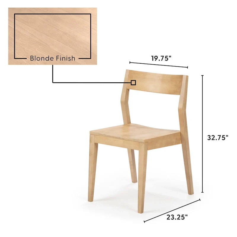 Plank and Beam Modern Solid Wood Dining Chair - Set of 2