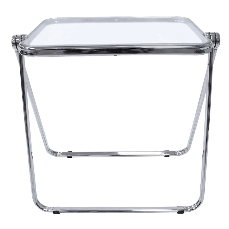 LeisureMod Lawrence Square Plastic Folding End Table with Iron Frame