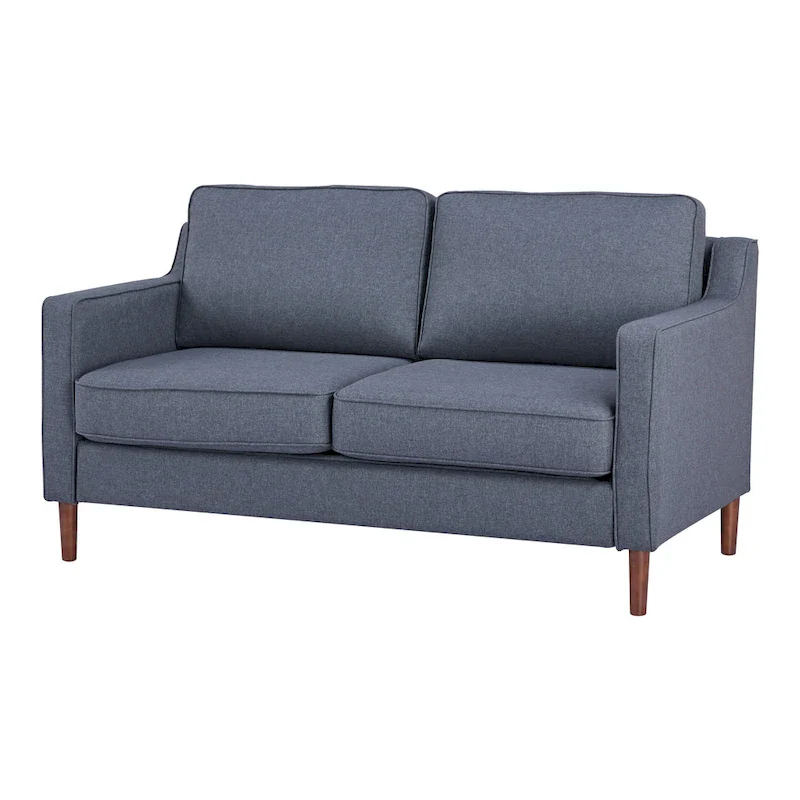 Sedona Modern Loveseat Sofa, Faux Linen / Vegan Leather Couch - N/A