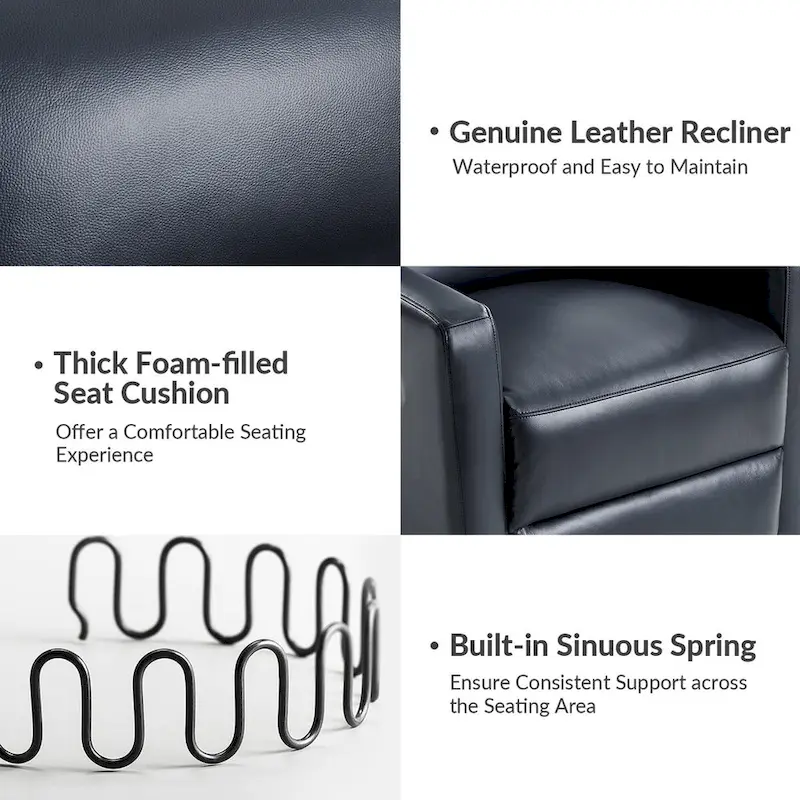 Josefa Modern Genuine Leather Swivel Rocker Recliner Set of 2 by Hulala Home