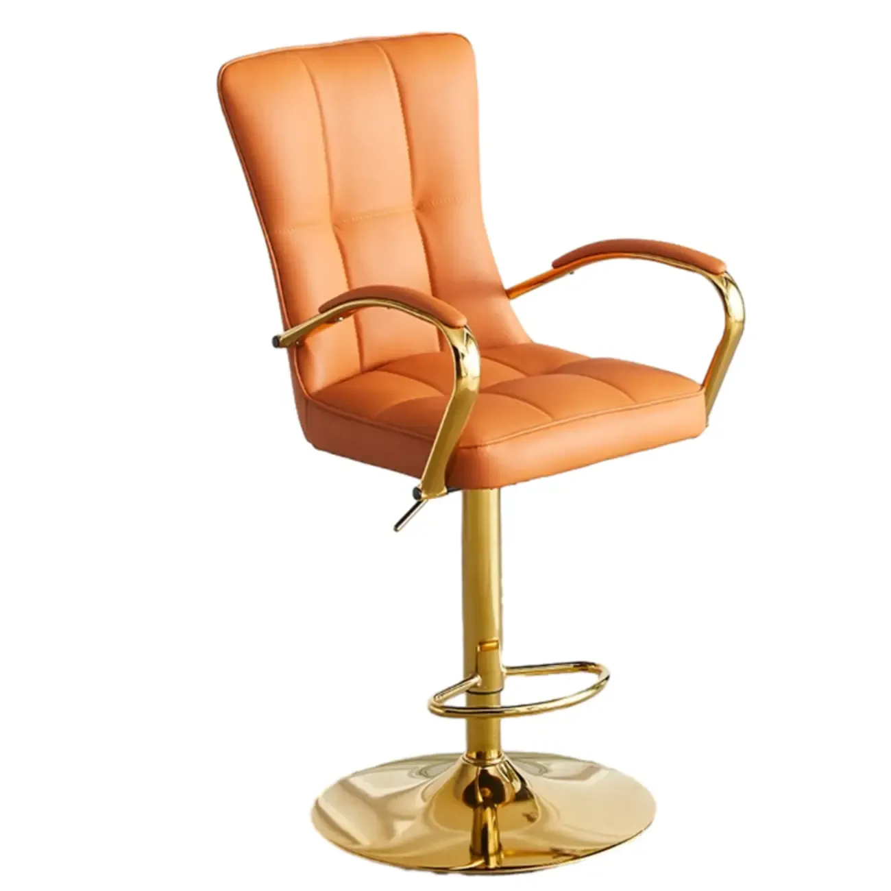 Glam Leather Adjustable Bar Stools with High Back