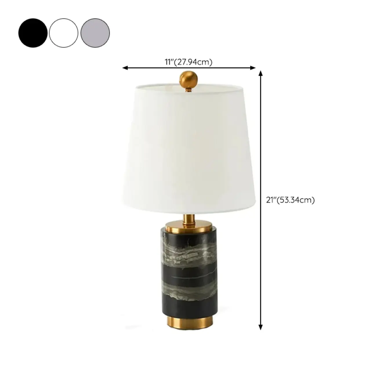 Modern Cylinder Stone Table Lamp with Fabric Shade