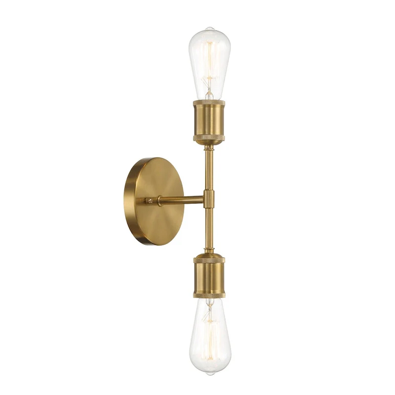 Double Lights Bathroom Wall Sconce - Clear Gold