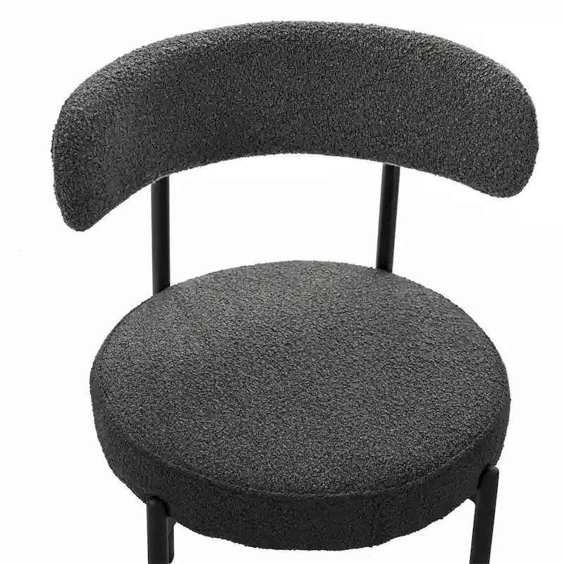 Boucle Dining Chairs,Mid-Century Modern Curved Backrest Chair,2 PCS