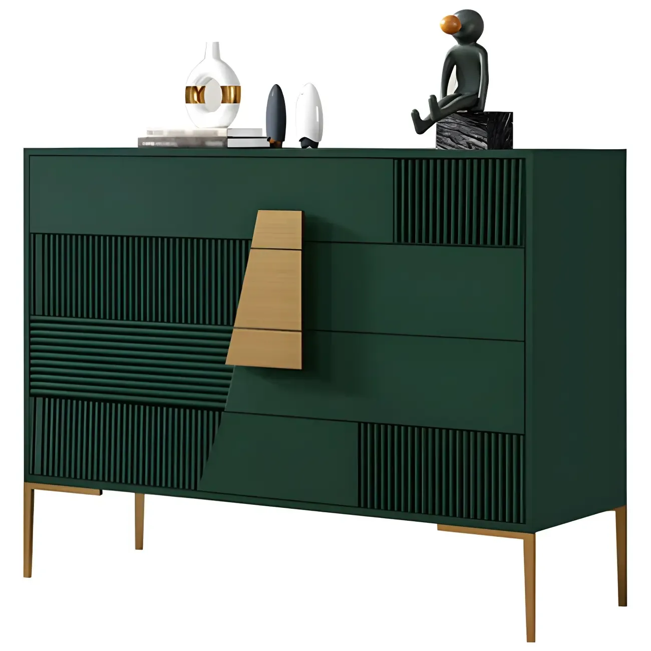 Elegant Wooden Sideboard with Drawers in Green/Grey