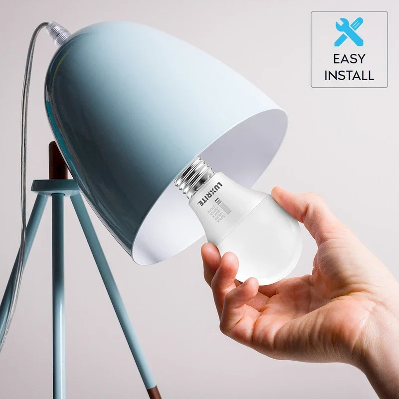 Luxrite A19 LED Light Bulb 60 Watt Equivalent CRI90 5CCT Dimmable 800LM 9W E26 Base ETL 4 Pack