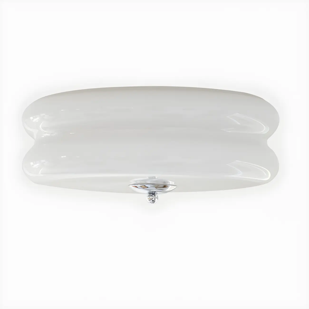 Modern Creamy Round Double-Tier Glass LED Flush Ceiling Light