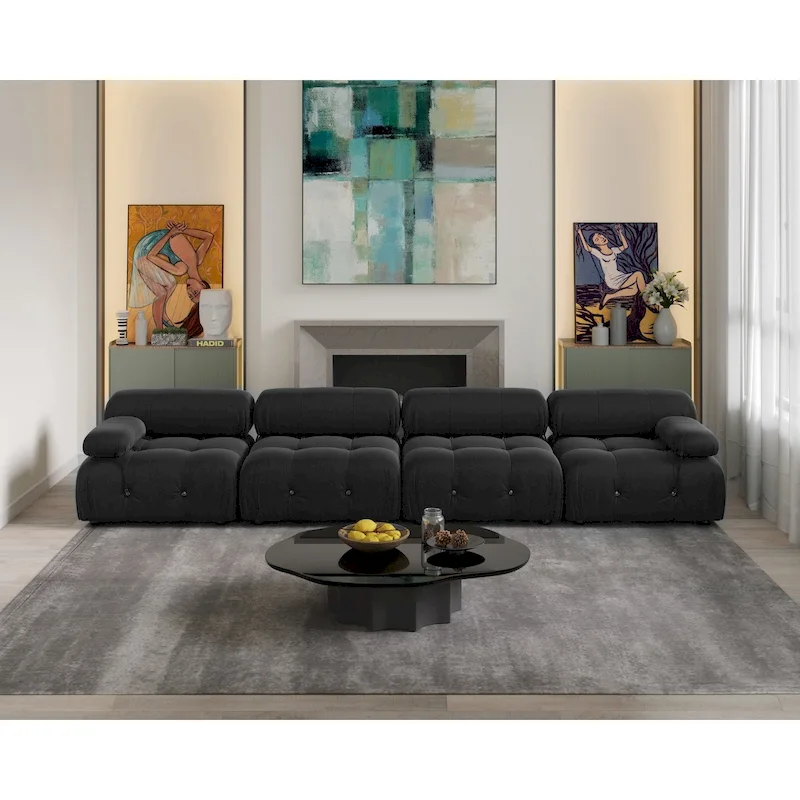 Convertible Modular Sectional Sofa, Modern Velvet Sofa 3-Seater Couch for Living Room, Apartment