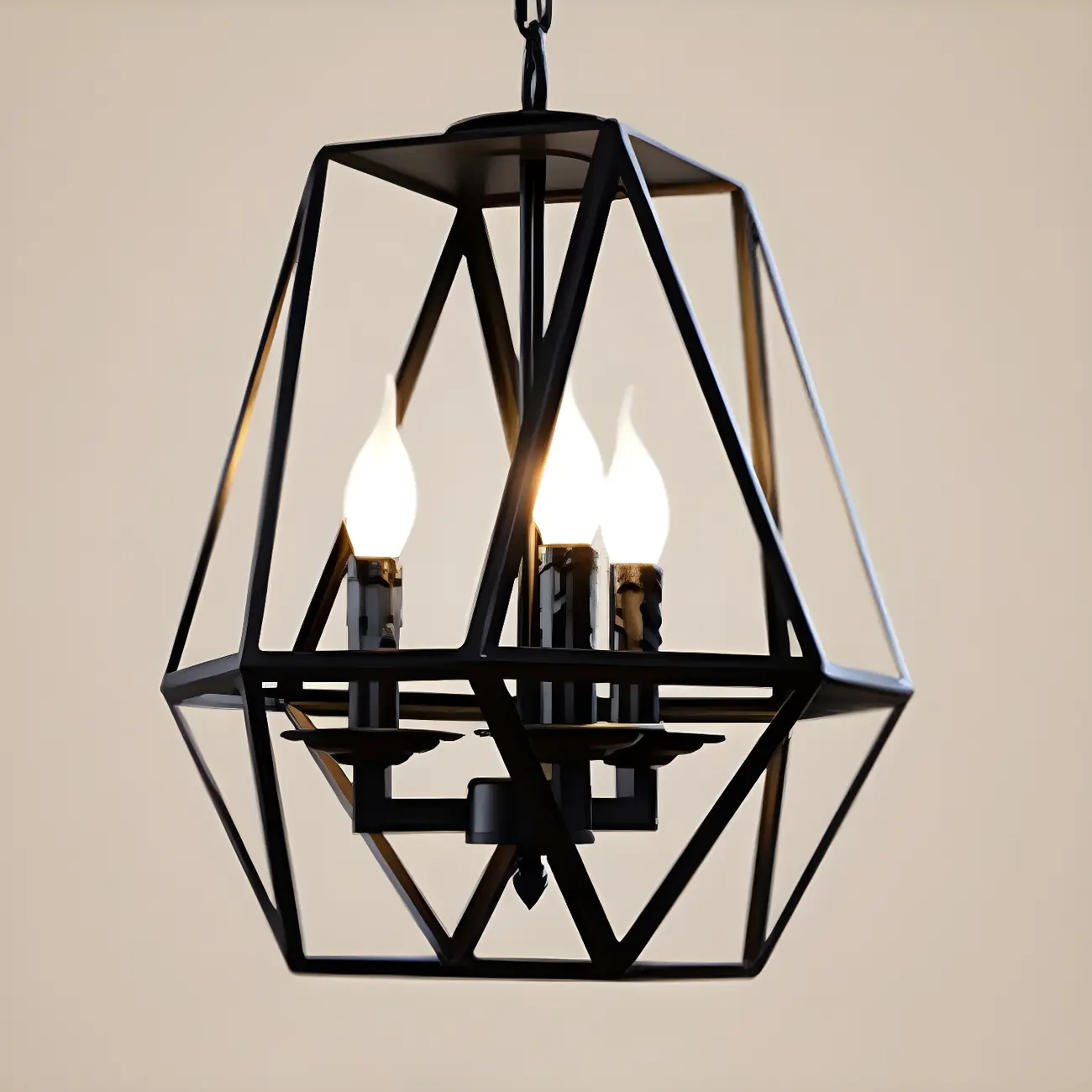 Black Geometric Iron Frame Modern Chandelier