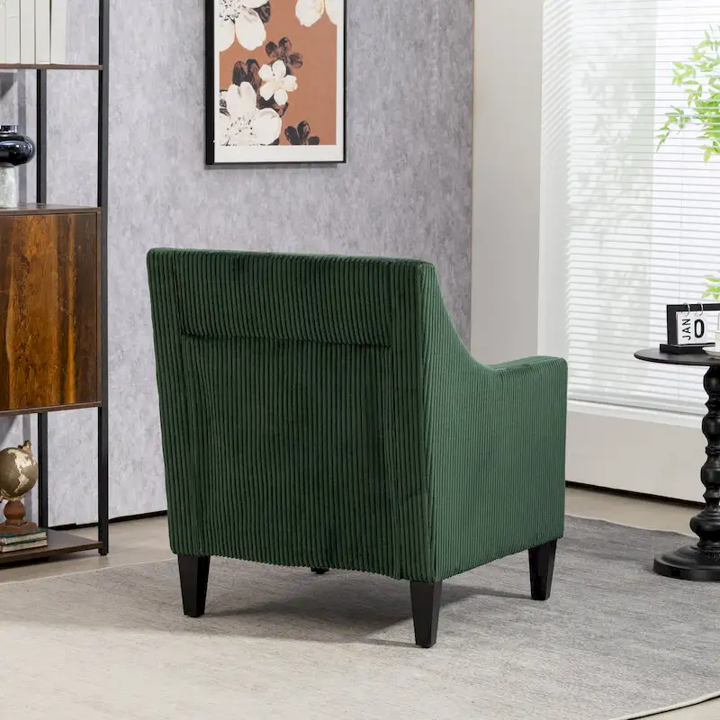 Emerald 26.77 Upholstered Arm Chair with Scooped Arms and Rubber Wood Legs