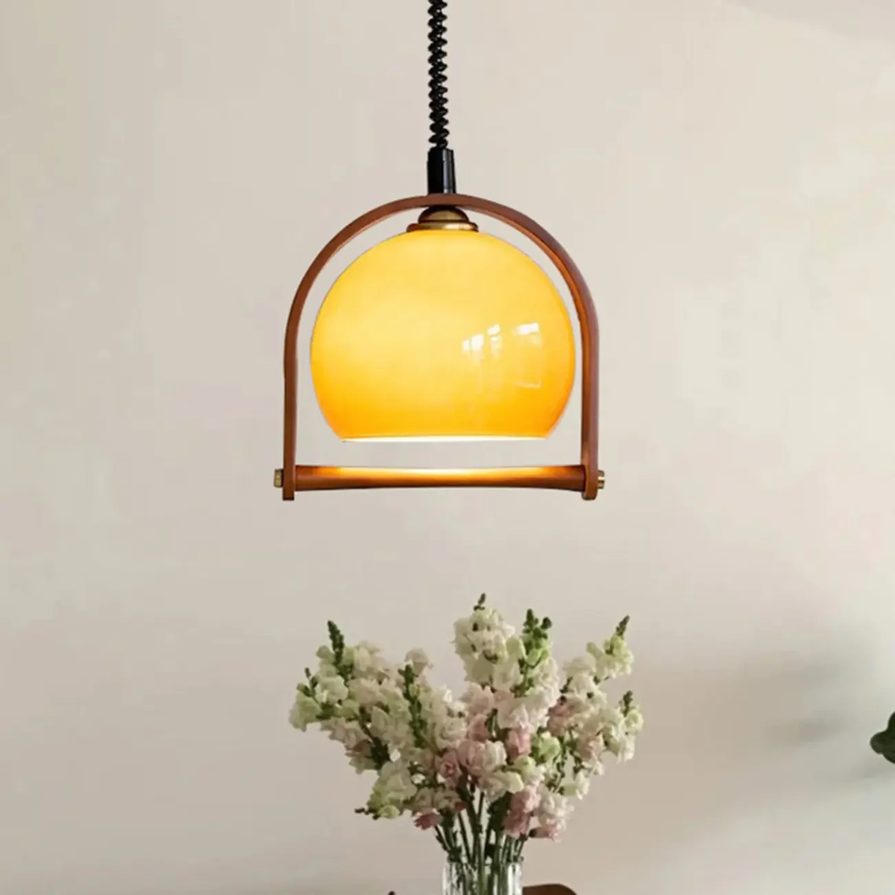 Modern Brown Glass Dome Pendant Lamp