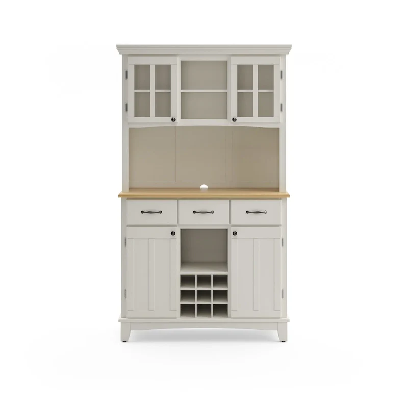 Homestyles Buffet of Buffets Off-White Server with Hutch & Wood Top