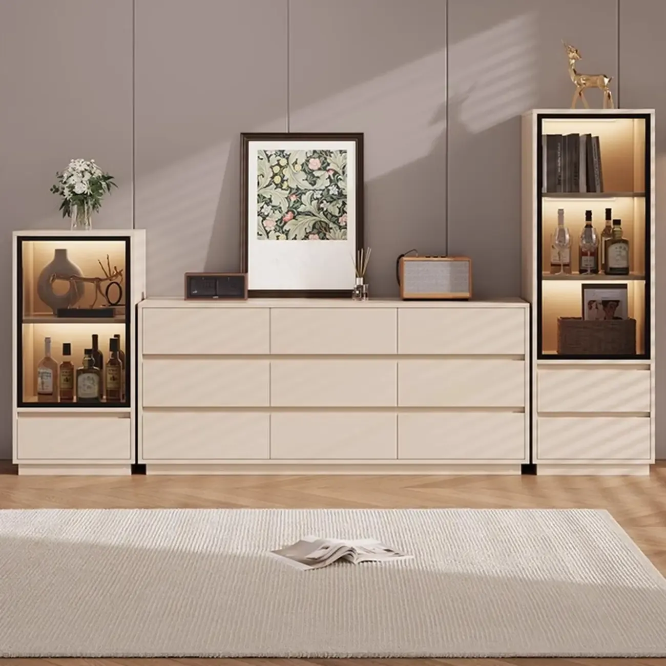 Standard Manufactured Wood Display Stand with Drawer