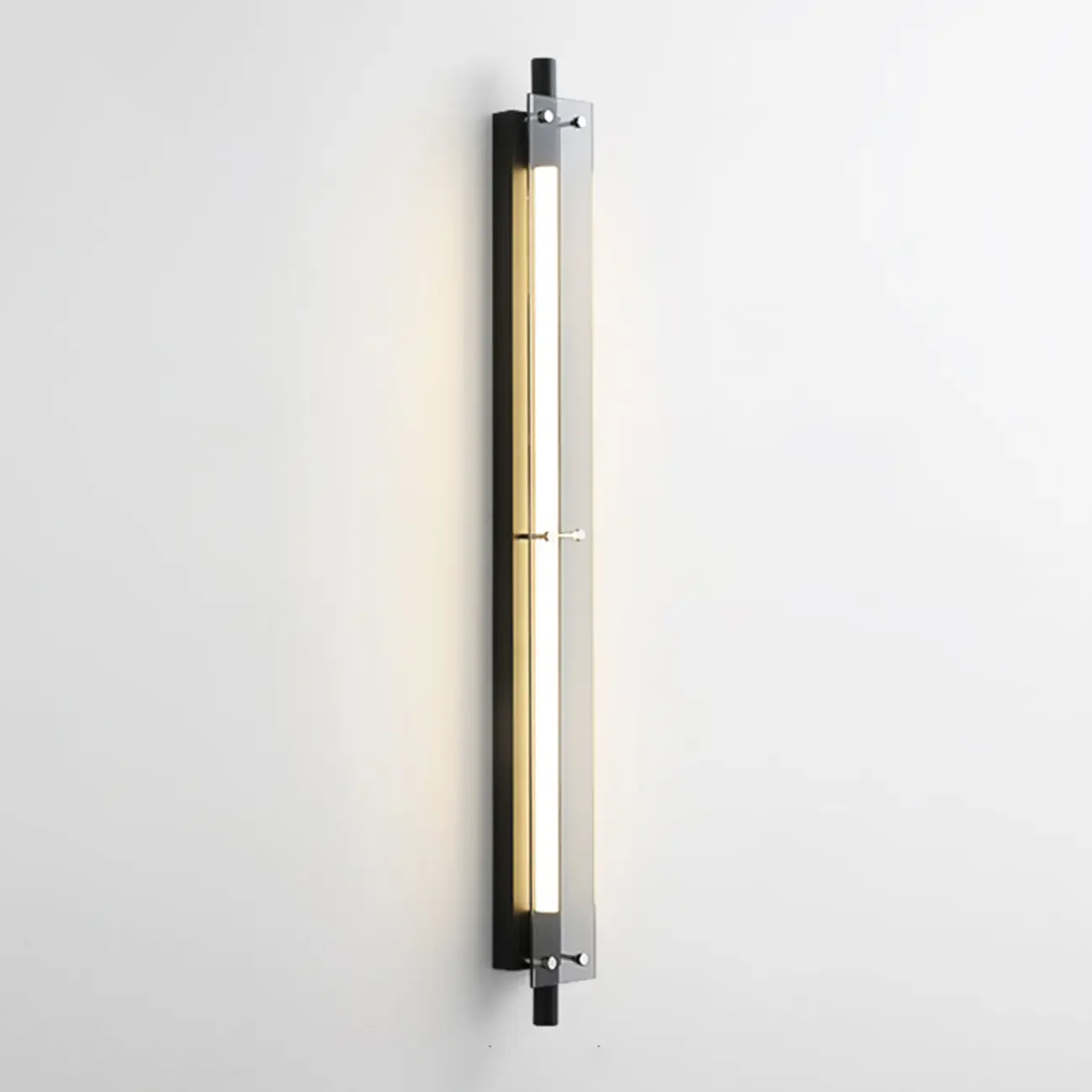 Modern Black Metal Linear Plastic Shade Wall Sconce