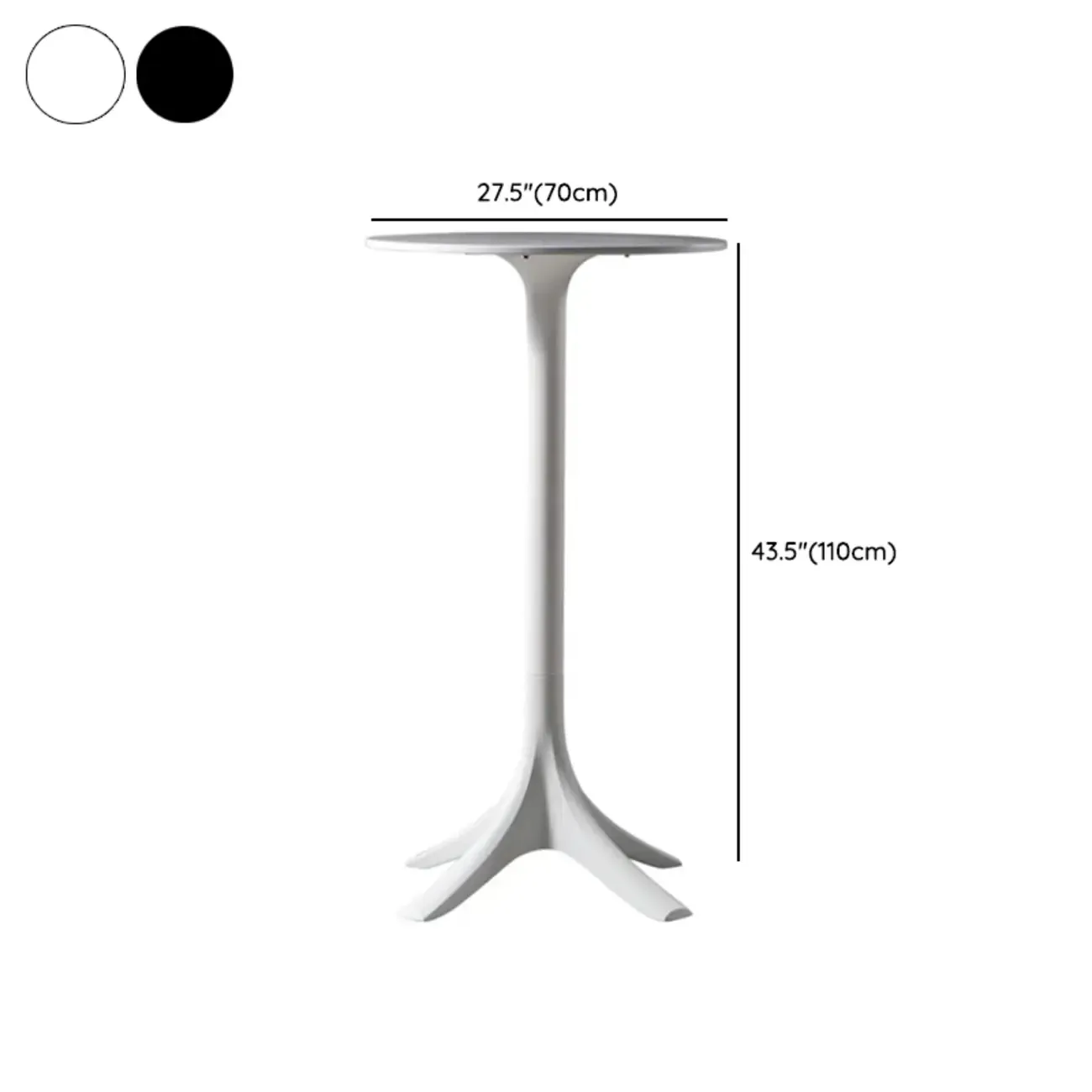 White Round Acrylic Tall Bistro Table Pedestal Base