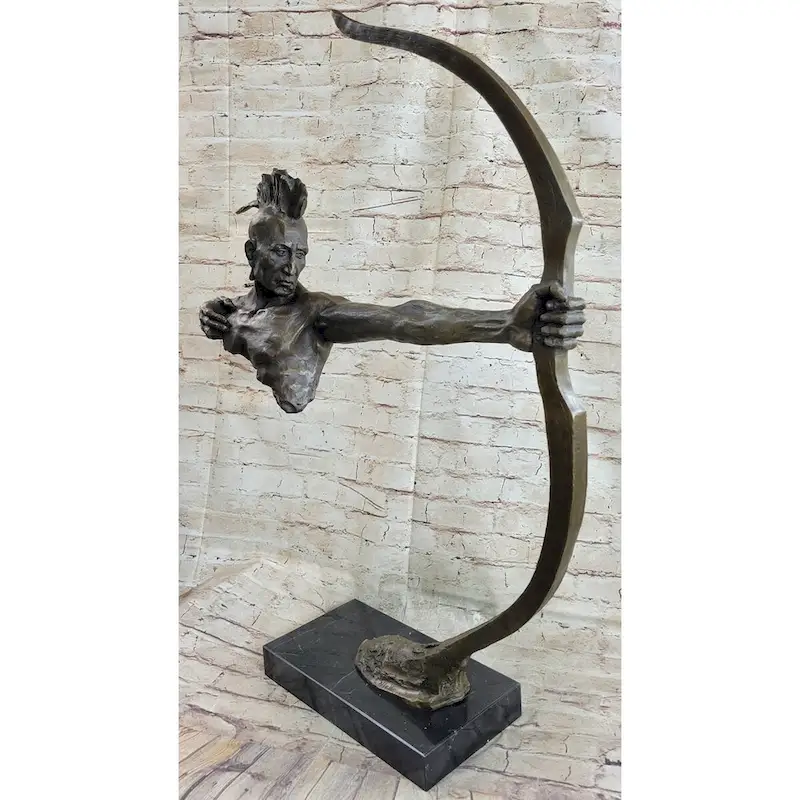 Native American Indian Mohawk Archer Bronze Bust Sculpture Statue Mario Nick 29 Inches X 23 Inches
