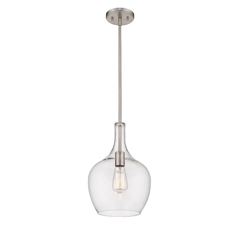 Retro Modern Clear Glass Mini Pendant in Brushed Nickel