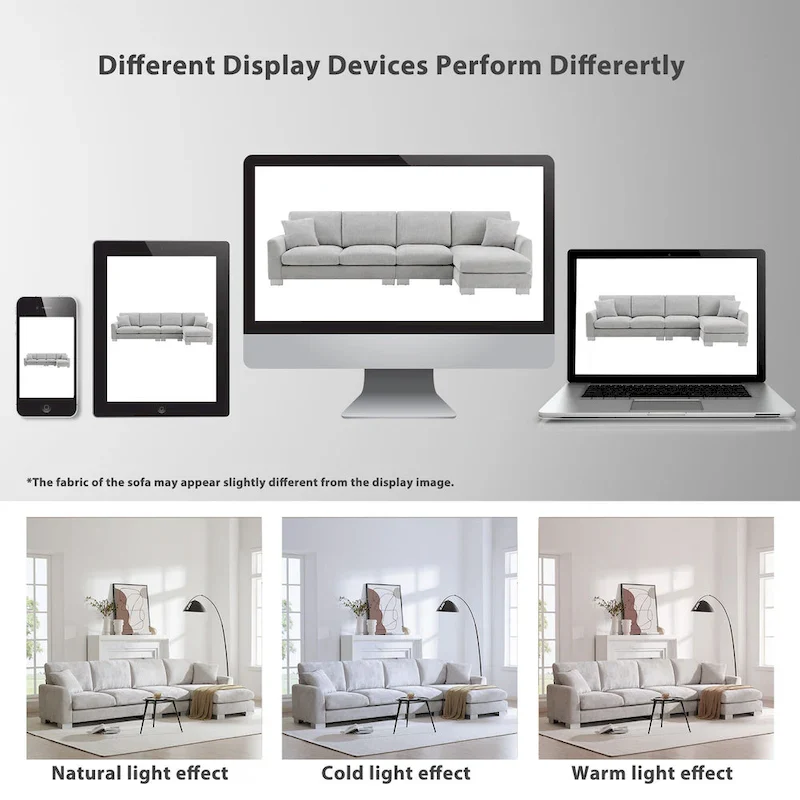 119 Chenille L-Shaped Sectional Sofa with Chaise Lounge and 2 Pillows