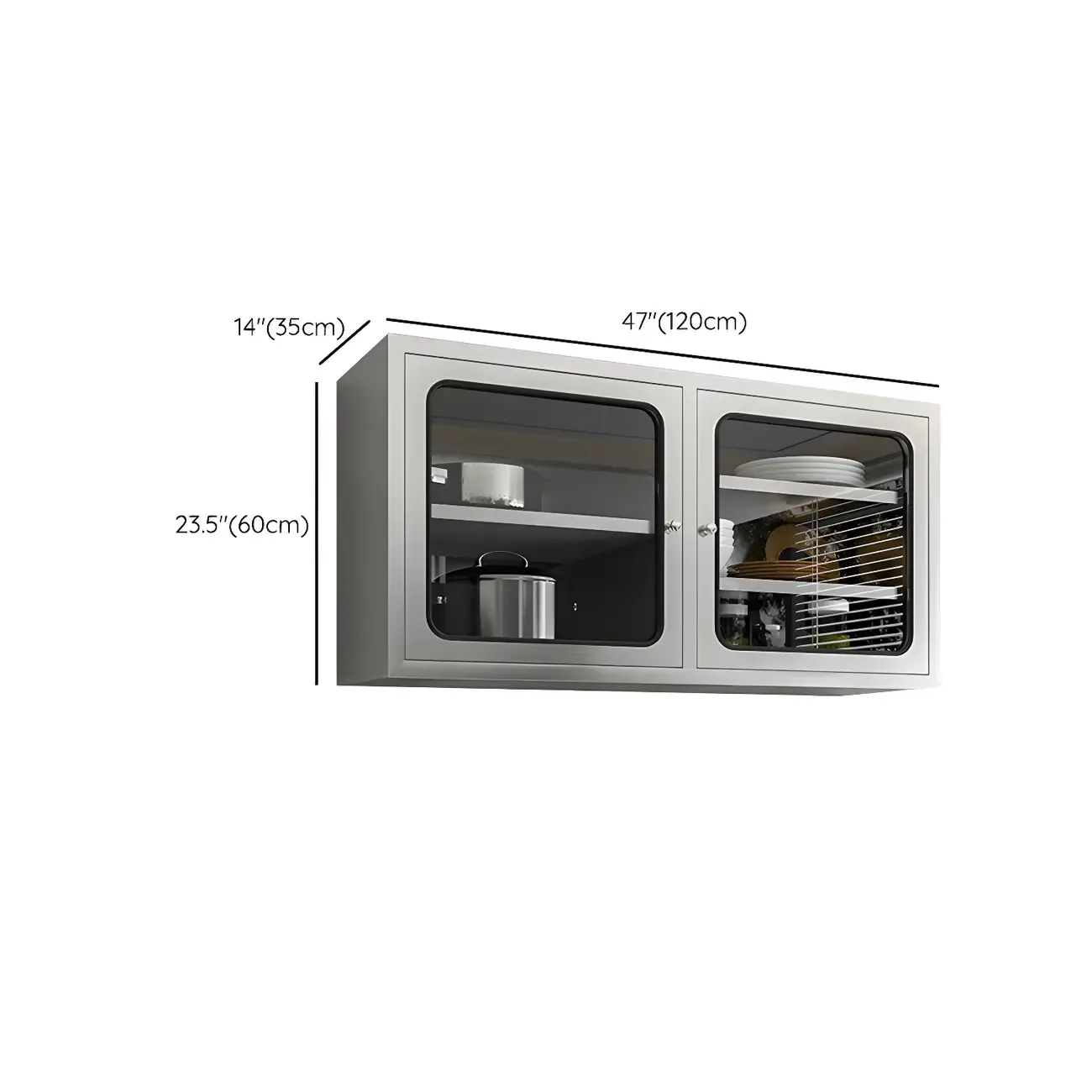 Adjustable Stainless Steel Wall-Mounted China Cabinet