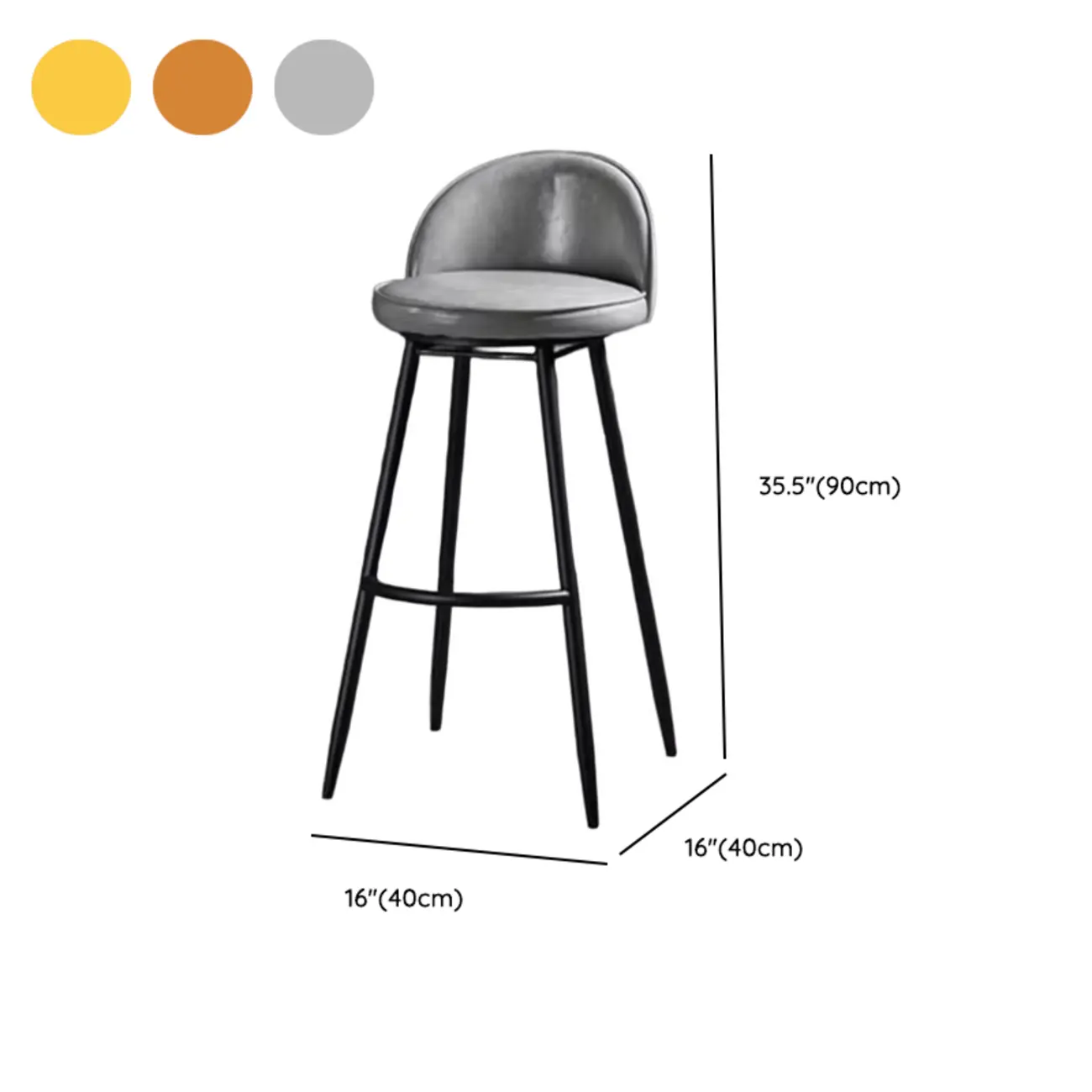 Industrial Counter Height Leather Swivel Bar Stools