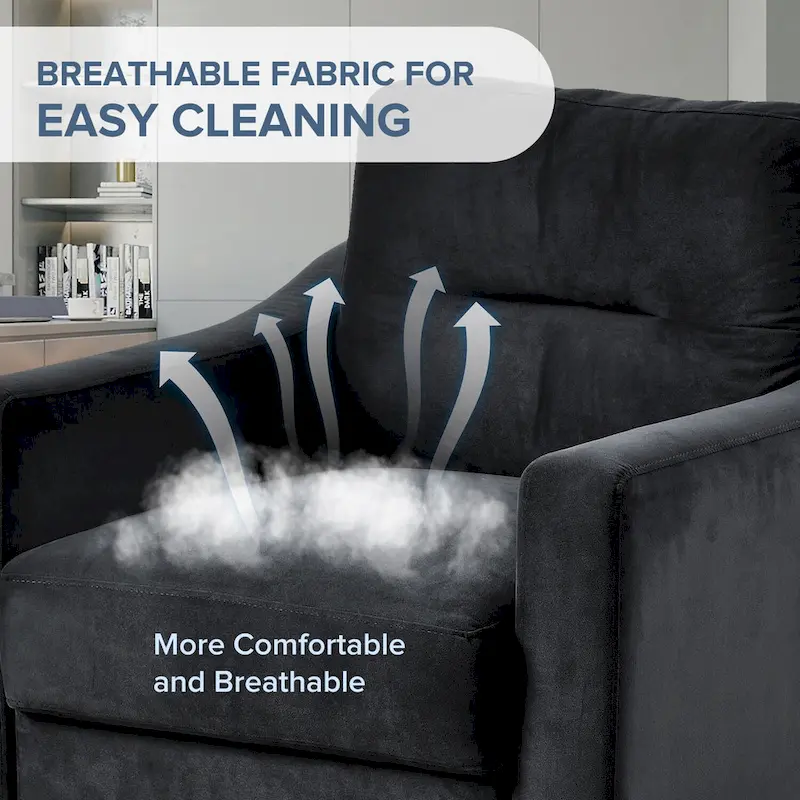 Black Modern 32.2 Upholstered Accent Chair with Sturdy Hardwood Frame and Soft Cushion