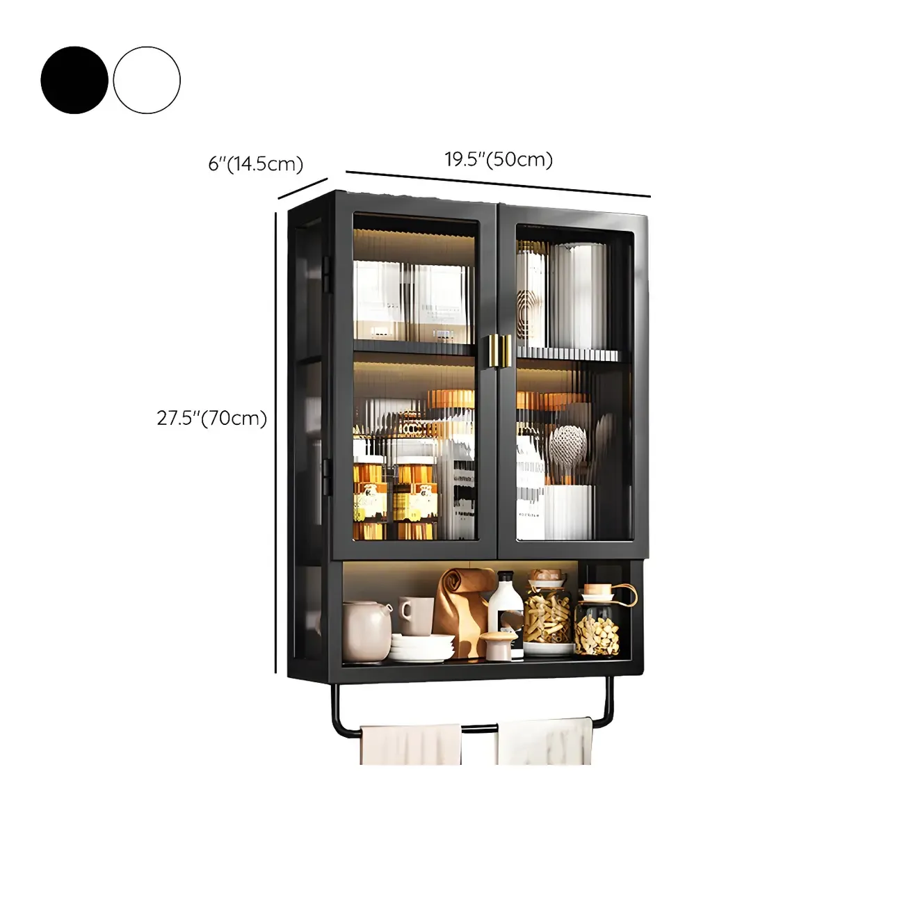 Kitchen Black Modern Metal Floating China Cabinet