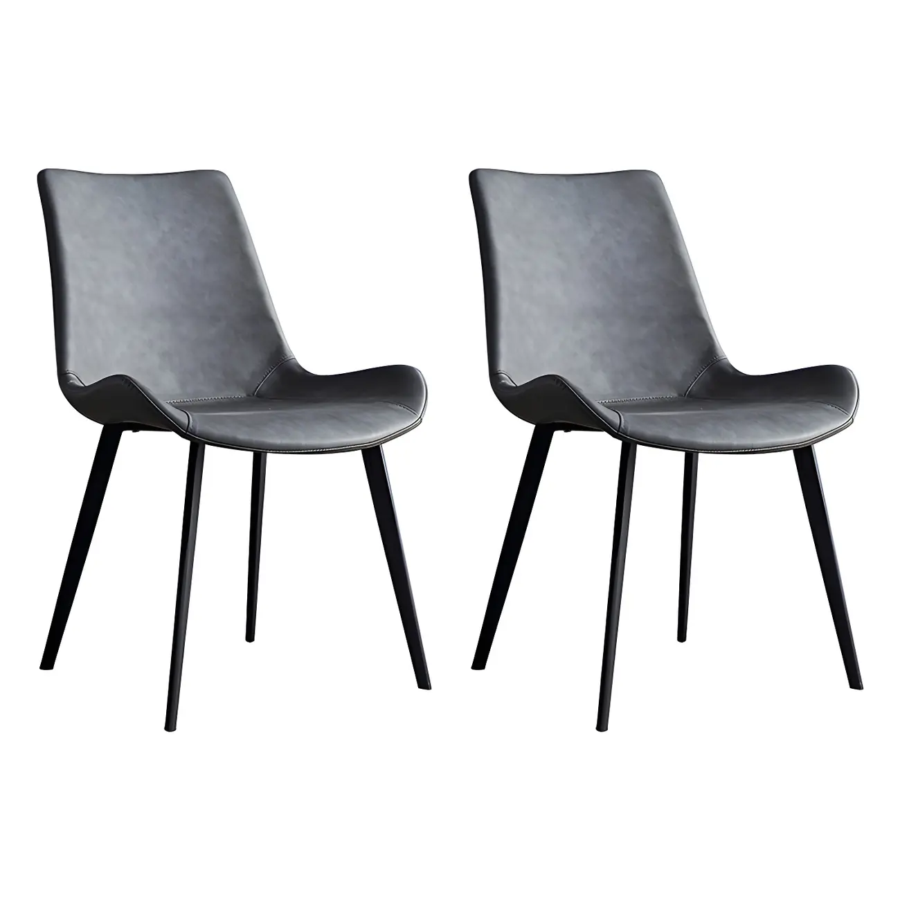 Industrial Modern Dining Chairs Set of 2 with Leather Upholstery
