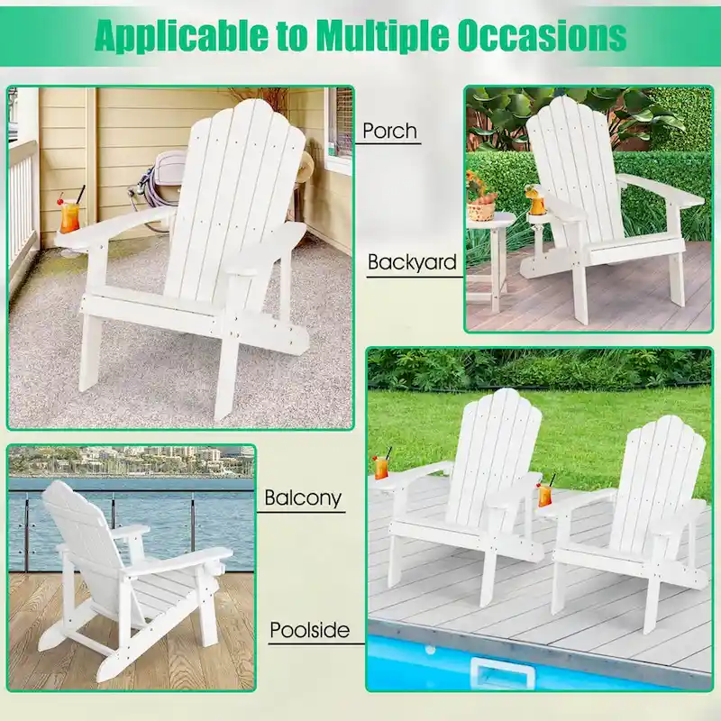 Costway Adirondack Chair HIPS Adirondack Chair with Cup Holder & - See Details