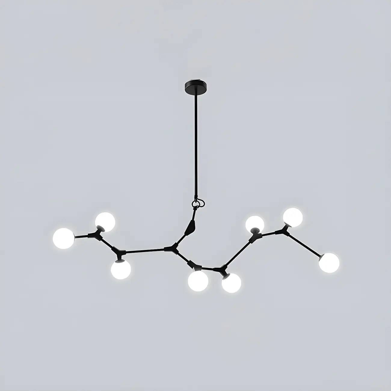 Modern Black Branch Globe 8-Light Island Chandelier