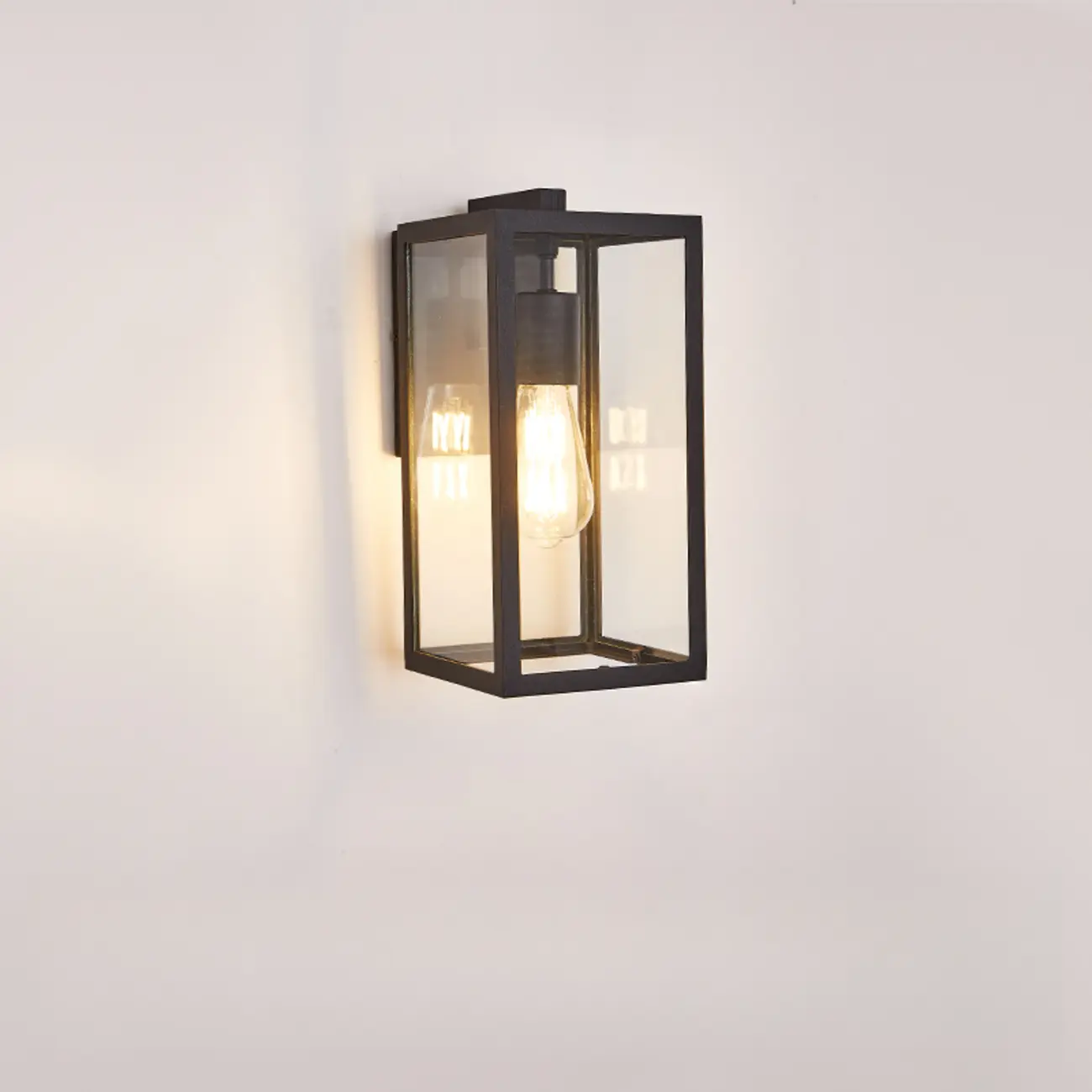 Industrial Metal Rectangle Clear Glass LED Outdoor Wall Light