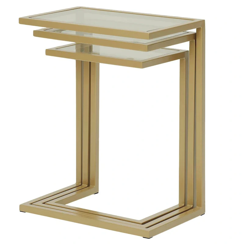 Carolina Living Addison Nesting Table Set - Glass Top - Chrome Base