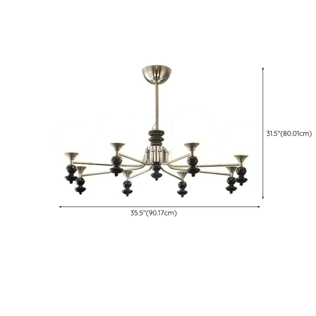 Modern Stylish Black Nickel Glass Globe Chandelier