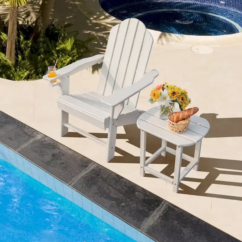 Costway 2PCS Patio Adirondack Chair Side Table Set Weather Resistant