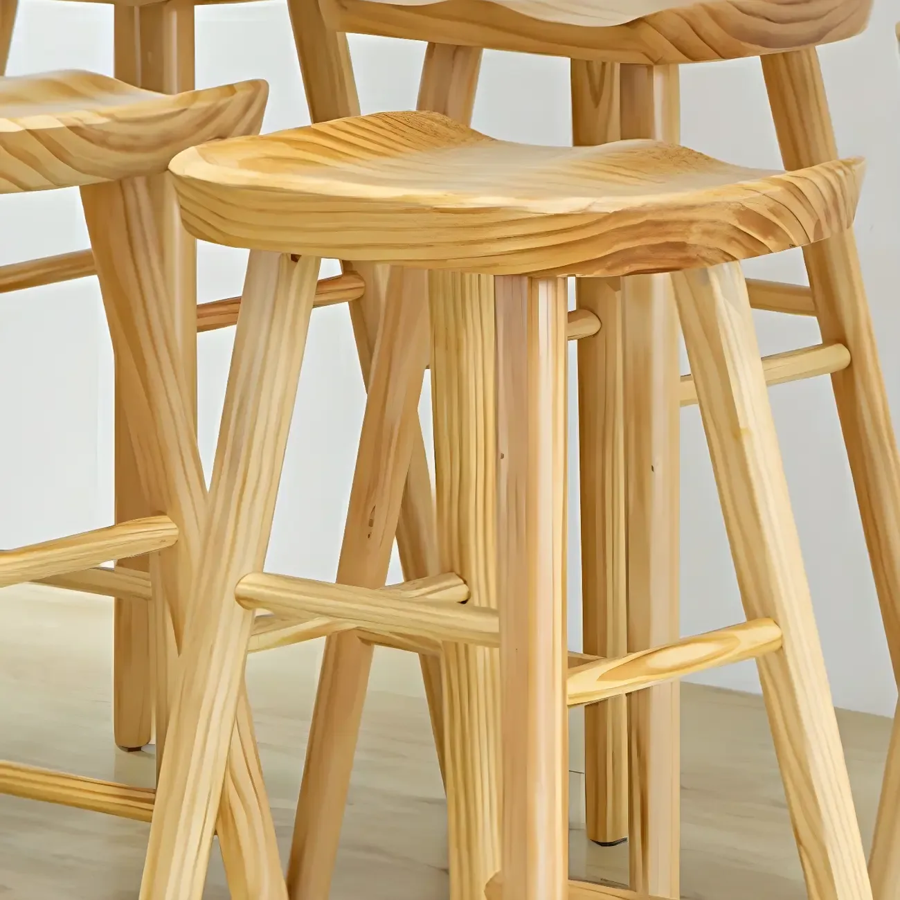 Elegant Long Bar Table with Wooden Stools