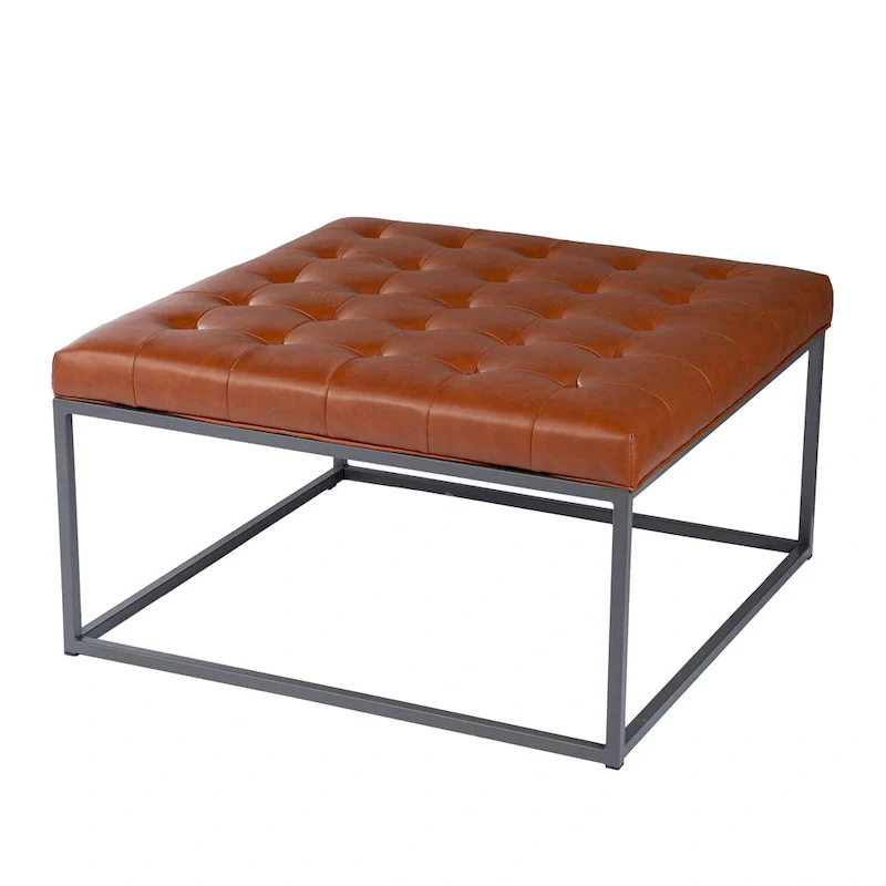 SEI Furniture Healy Faux Leather Tufted Ottoman