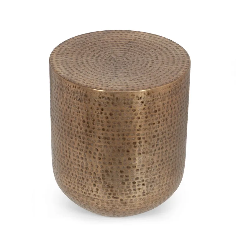Ladd Handcrafted Boho Aluminum Drum Side Table by Christopher Knight Home - 15.00   L x 15.00   W x 17.50   H