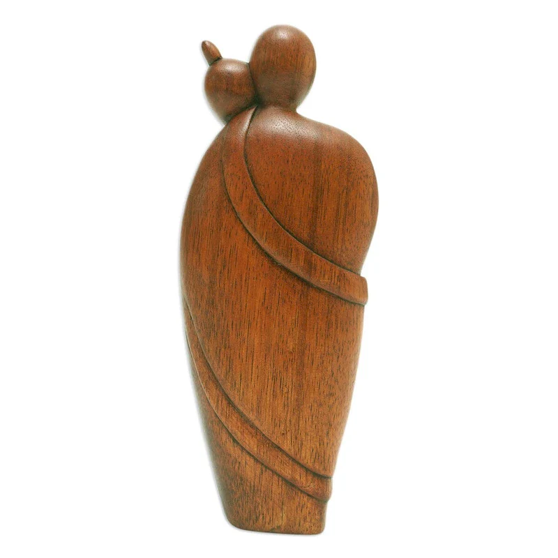 Novica Handmade Hug Therapy Wood Sculpture