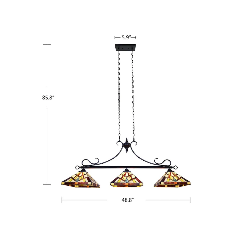 Tiffany Style Mission Design 3-light Linear Island Fixture