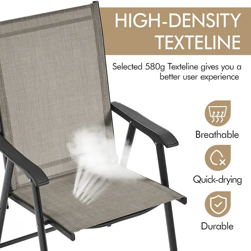 Yaheetech 4pcs Folding Dining Chairs Patio Dining Chairs with Backrest and Armrests