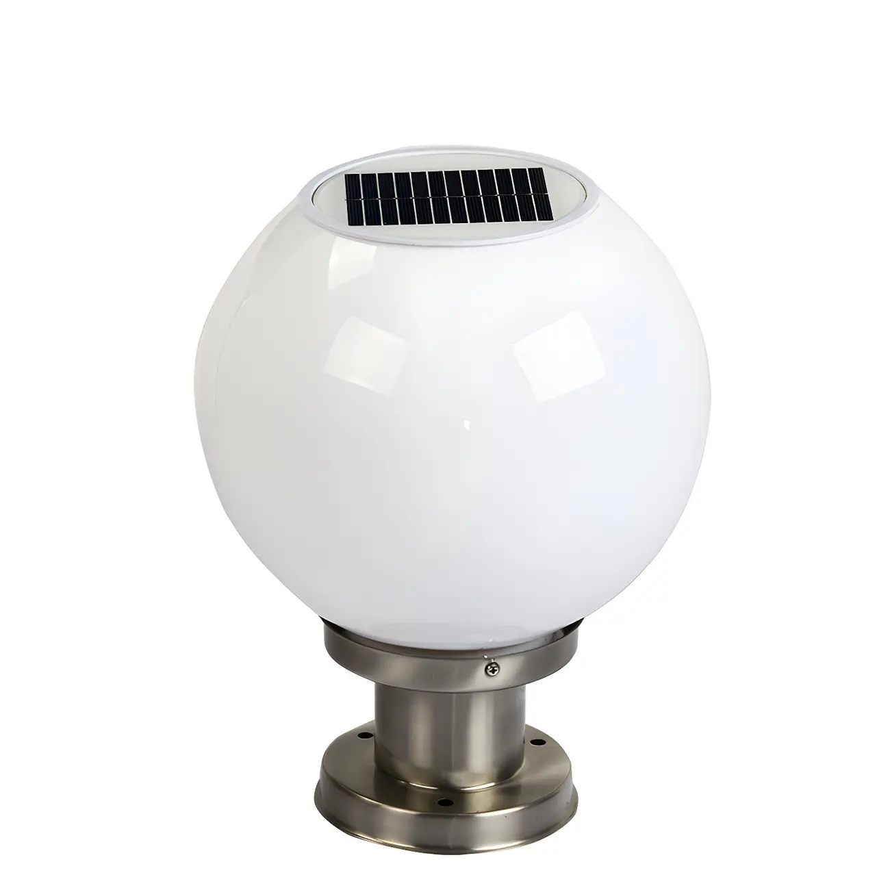 Modern White Globe Solar Outdoor Post Lights