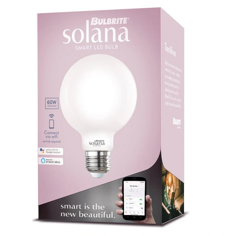Bulbrite Solana Smart LED G25 60W Equivalent Tunable WIFI Light Bulb, Milky, 2PK - 2200K-6500K