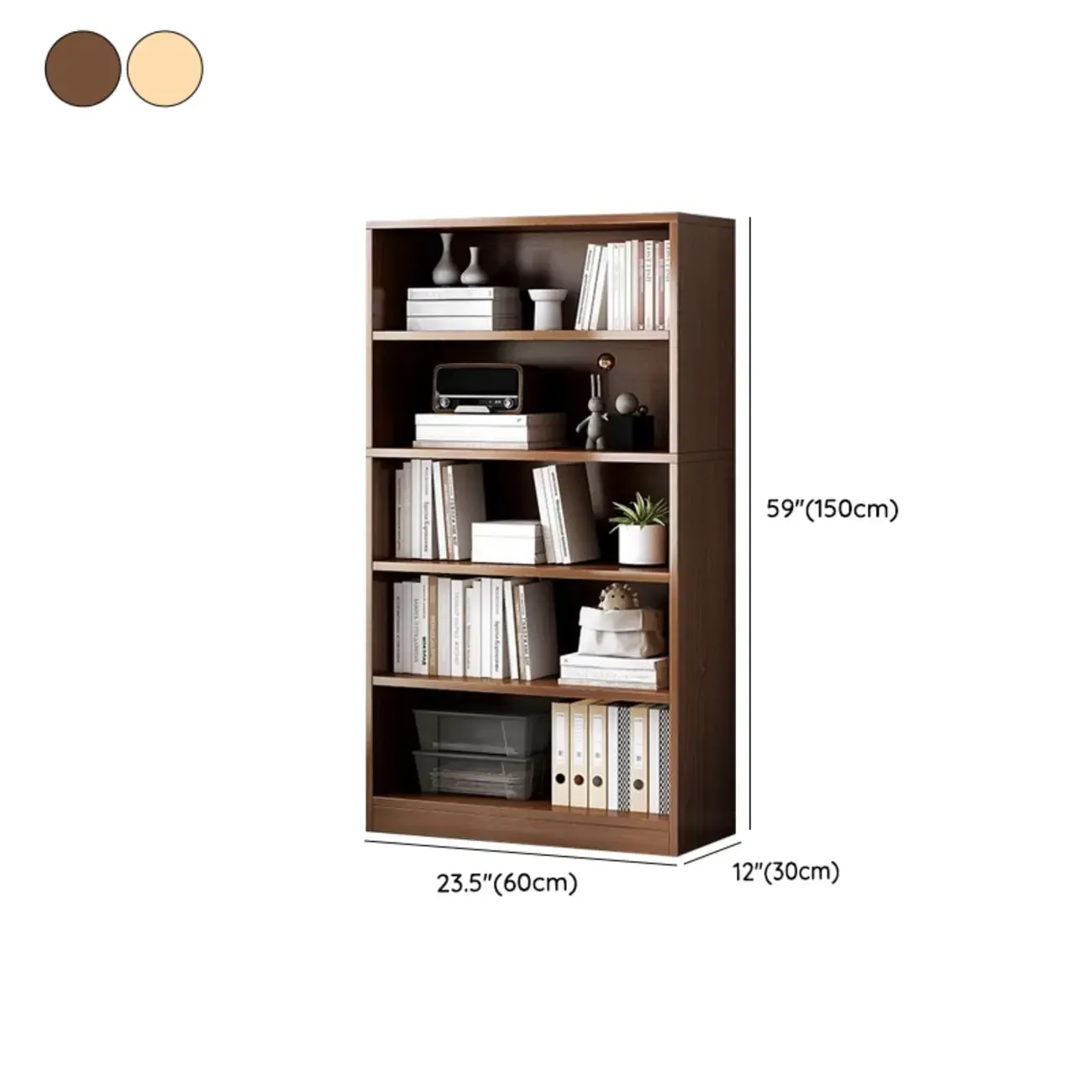 Modern Multi-Layer Brown Lumber Closed Back Bookcase