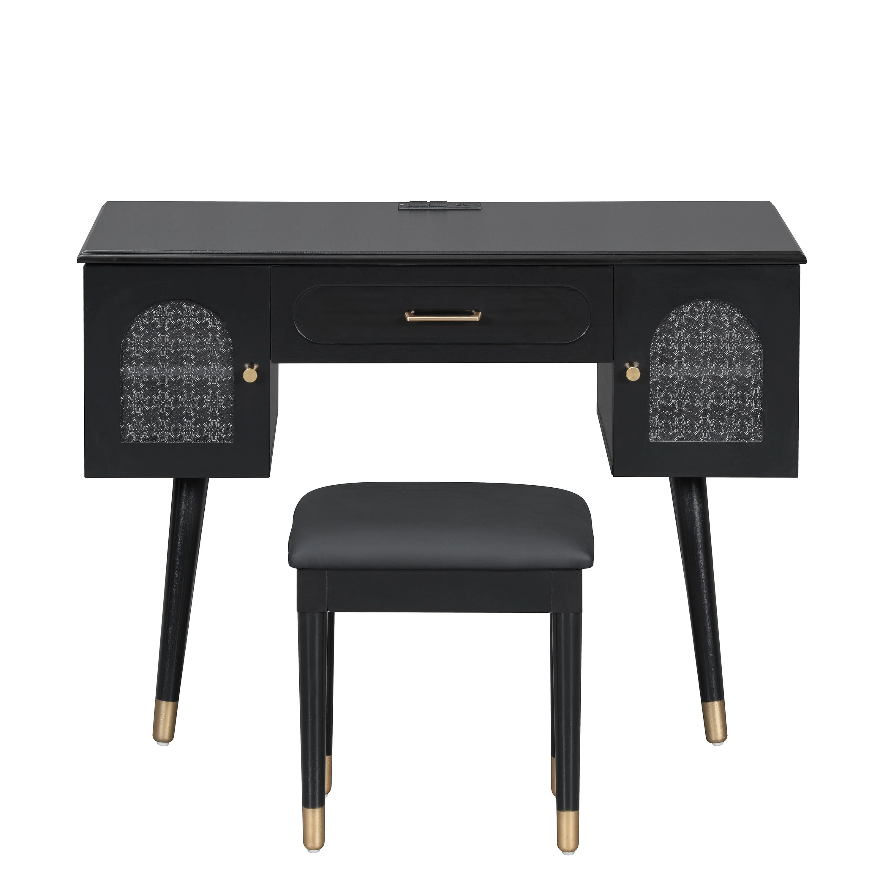 Walker Edison | Modern Vanity Makeup Table & Chair Set and Writing Desk
