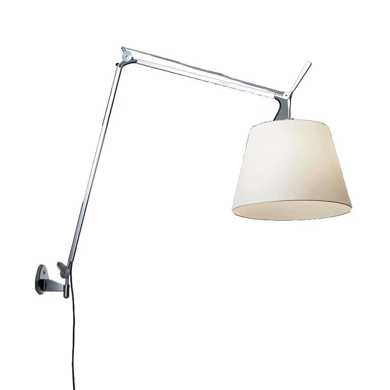 Simple Fabric Shade Silver Swing Arm Wall Light