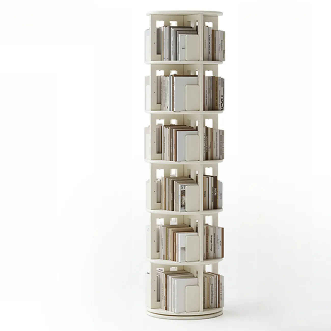 Swivel Rubberwood Vertical Open Back Bookcase with Drawer