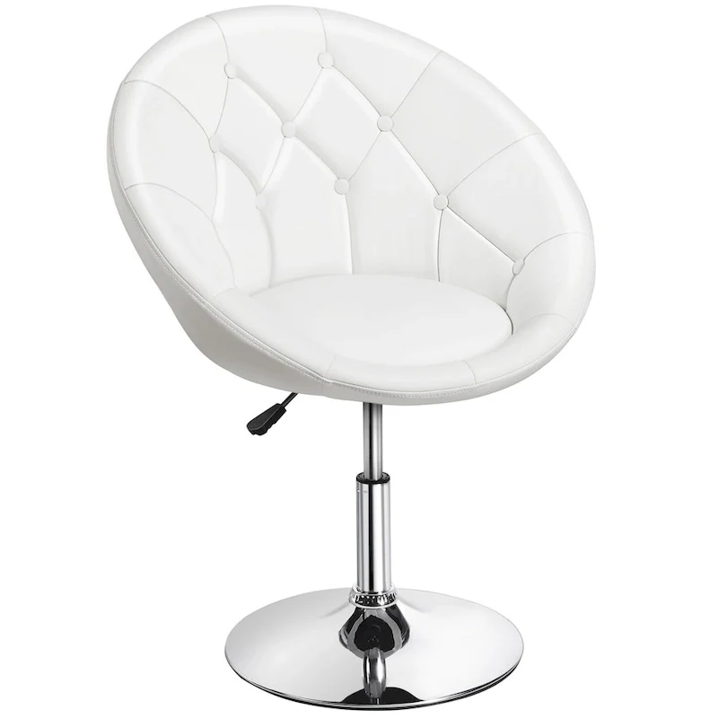 Yaheetech Modern Tufted Faux Leather Barrel Accent Chair