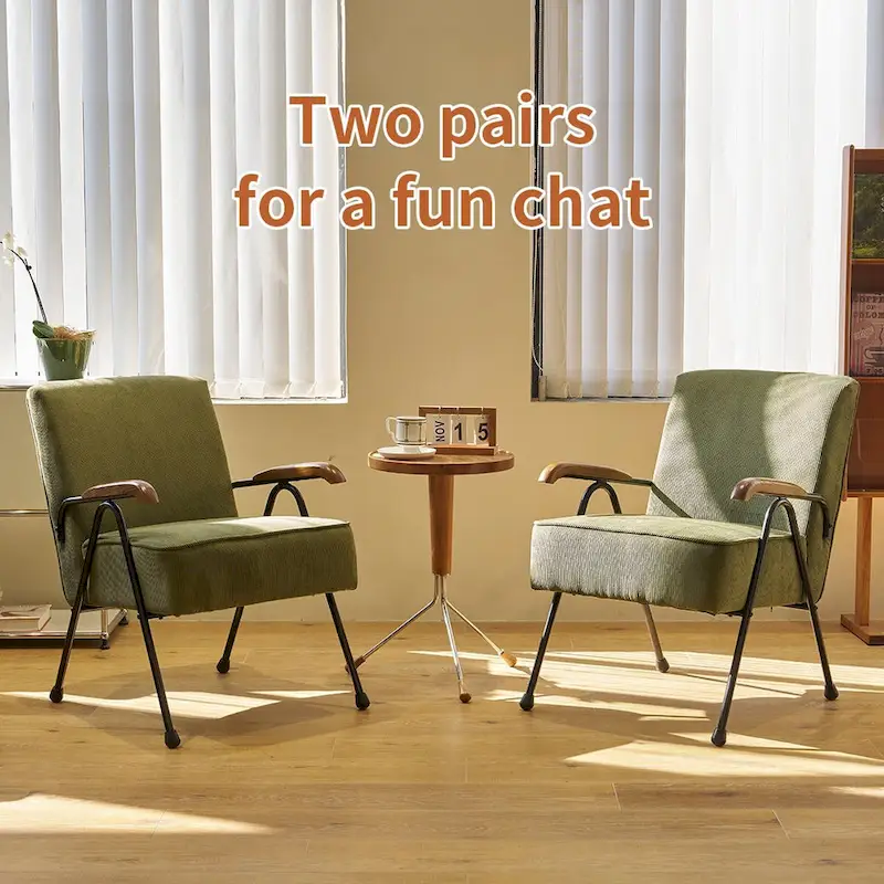 Green Modern 20   High Back Upholstered Accent Chair with Metal Legs