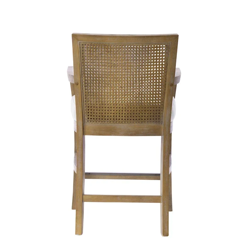 Madison Park Blaine Cream/Reclaimed Natural Cane Back Counter Stool