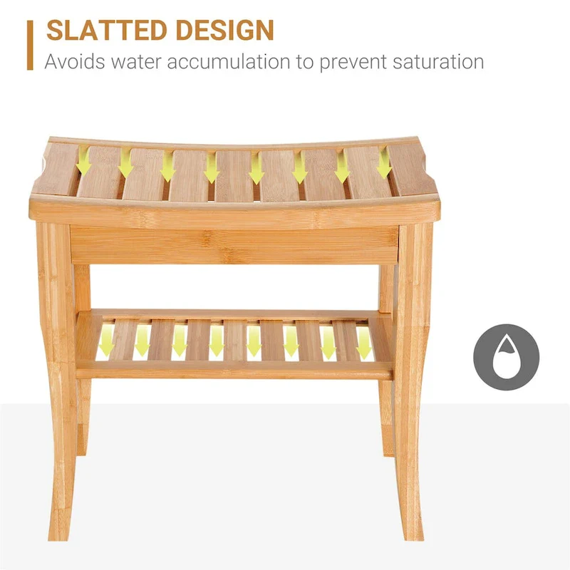 Long Bamboo Shower Bench Seat