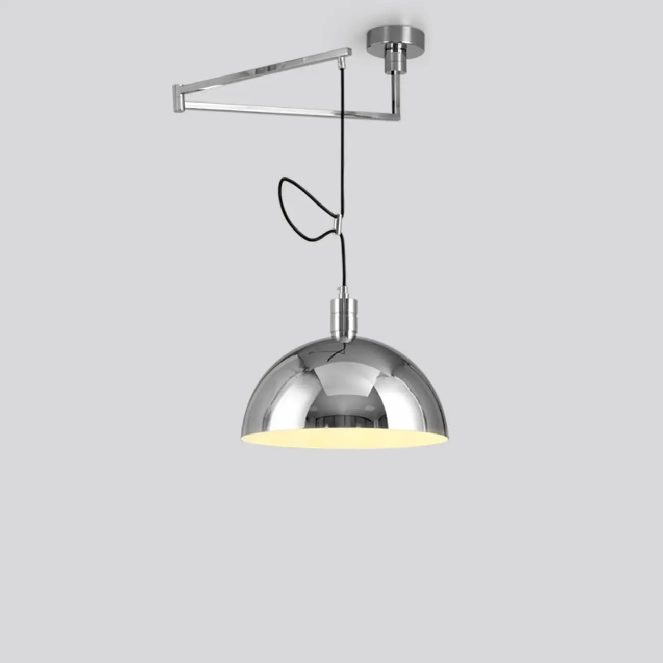 Adjustable Chrome Dome Swing Arm Kitchen Pendant Light from